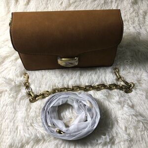 Coach Brown Leather Shoulder Bag with Gold Chain